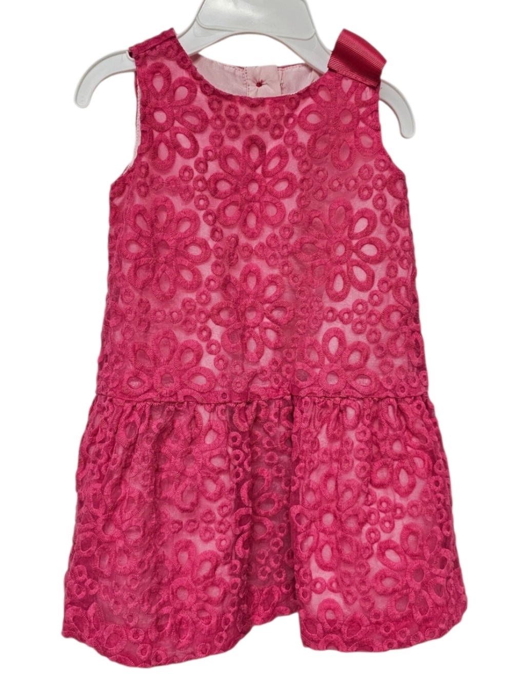 Girls' Hot Pink Floral Lace Party Dress
